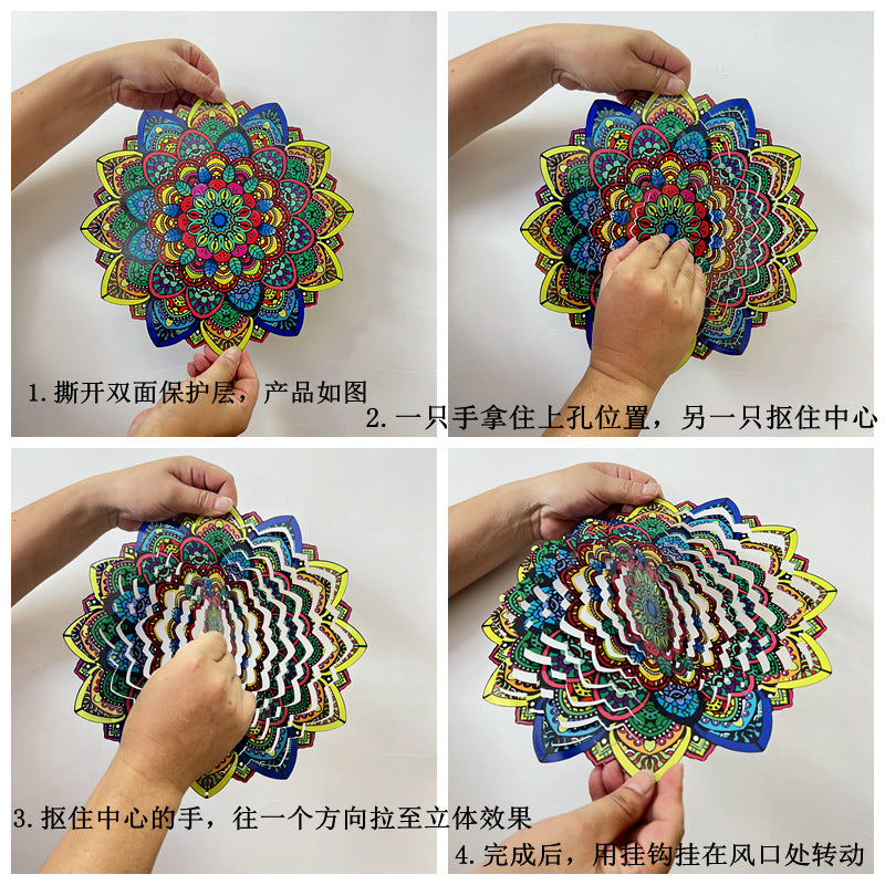 Wholesale 3D Three-dimensional Color Foldable Rotating Stainless Steel Wind Chimes